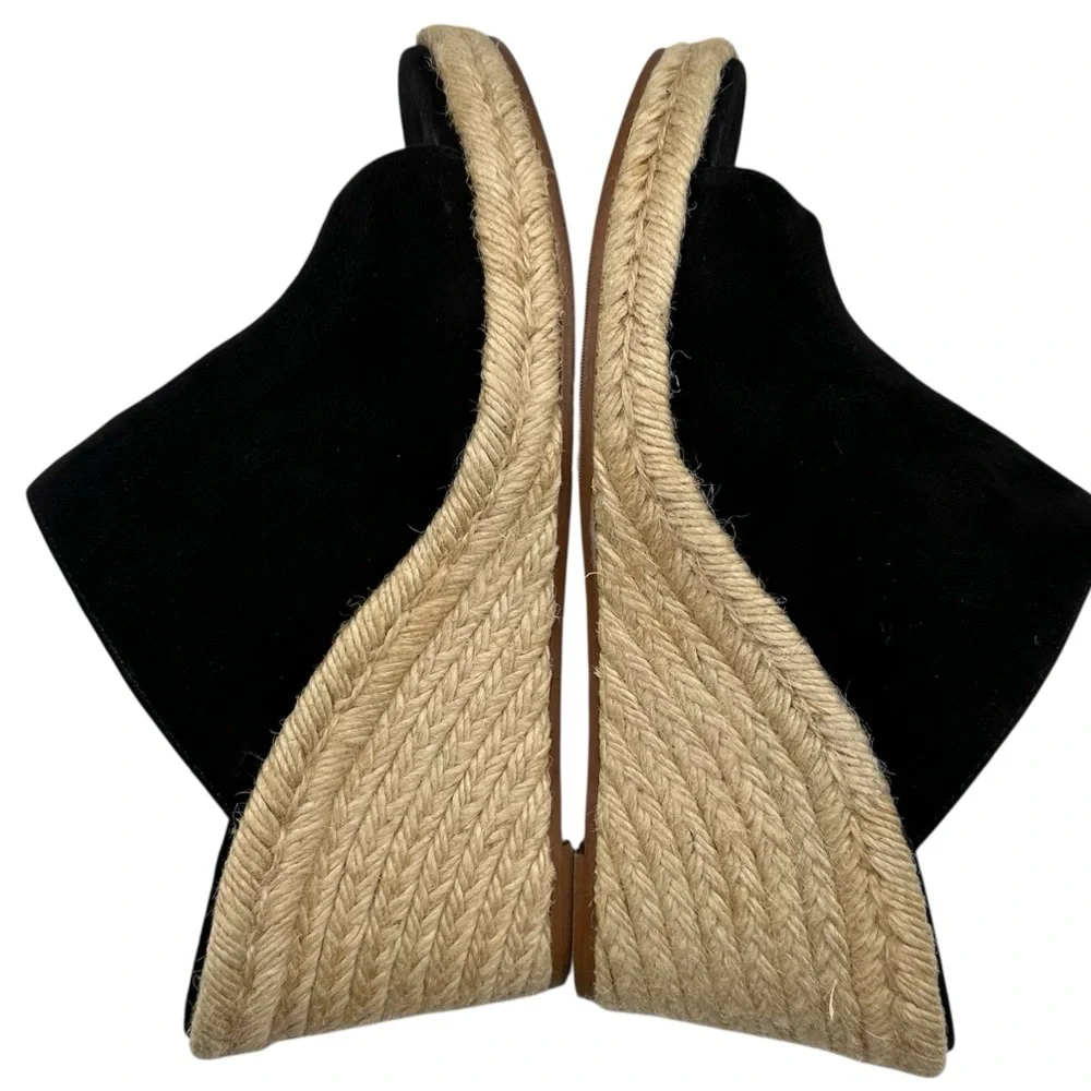 Stuart Weitzman Marabella Black Suede Espadrille Wedge Mules Sandals Size 9.5 - Picture 4 of 10